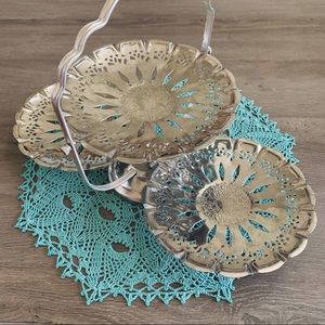 Vintage Retro Silver Tea Tiered Dessert Stand